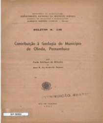 Capa de Contribuição à Geologia do Municìpio de Olinda, Pernambuco - Paulo Erichsen; José R. de Andrade