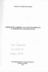 Capa de Créditos de Carbono: O Alcance da Redução na Emissão de Gases Poluentes - Adriana Aparecida Soares