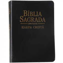 Capa de Bíblia Sagrada Letra Grande Harpa Cristã Preta - SBB