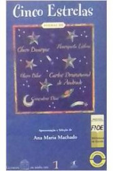 Capa de Cinco estrelas - Ana Maria Machado (org.); Chico Buarque; Henriqueta Lisboa; Olavo Bilac; Carlos Drummond de Andrade; Gonçalves Dias