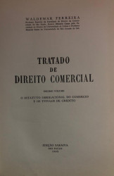 Capa de Tratado de Direito Comercial volume 10 - Waldemar Ferreira