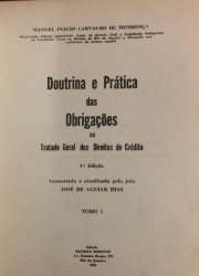 Capa de Doutrina e Pratica das Obrigações tomo I - Manuel Ignácio Carvalho de Mendonça