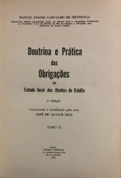 Capa de Doutrina e Pratica das Obrigações tomo II - Manuel Ignácio Carvalho de Mendonça