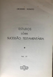 Capa de Estudos sobre sucessão Testamentaria volume III - Orosimbo Nonato