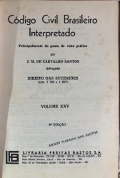Capa de Código Civil Brasileiro Interpretado volume XXV - J.M de carvalho Santos