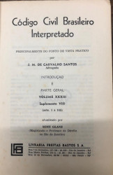 Capa de Código Civil Brasileiro Interpretado volume XXXIII - J.M de carvalho Santos