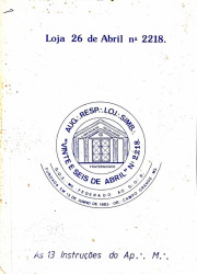 Capa de As 13 instruções do Aprendiz Maçom - Loja 26 de Abril