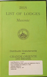 Capa de List of Lodges Masonic 2018 - 