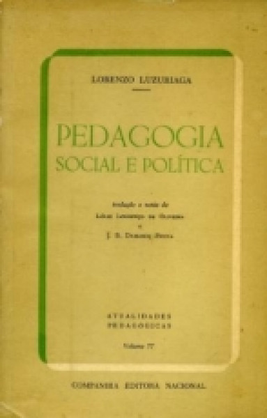 Capa de Pedagogia social e política - Lorenzo Luzuriaca