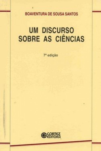 Capa de Um discurso sobre as ciências - Boaventura de Sousa Santos