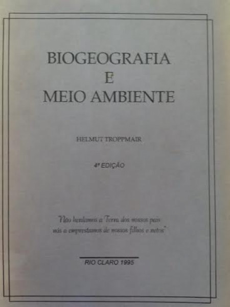 Capa de Biogeografia e Meio Ambiente - Helmut Tropmair
