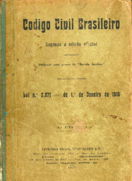 Capa de Código Civil Brasileiro 1916 - 