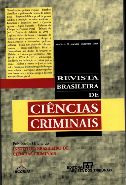 Capa de Revista Brasileiro de Ciências Criminais - n° 36 - Diversos