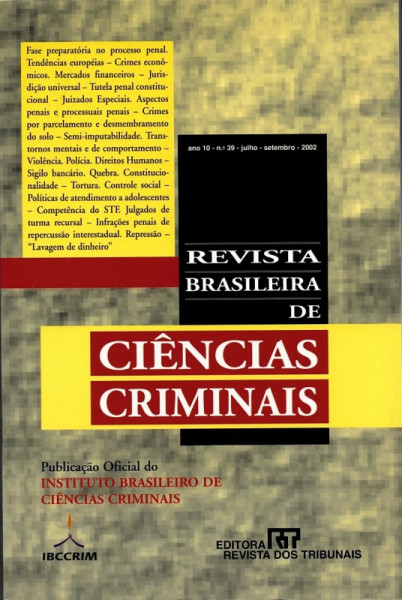 Capa de Revista Brasileira de Ciências Criminais - n° 39 - Diversos