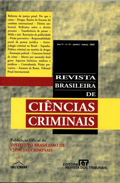 Capa de Revista Brasileira de Ciências Criminais - n° 41 - Diversos