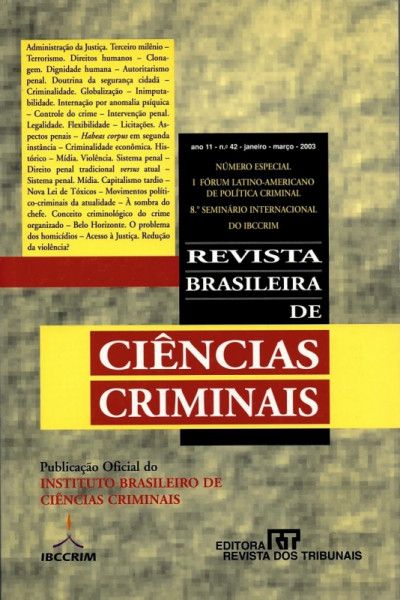 Capa de Revista Brasileira de Ciências Criminais - n° 42 - Diversos