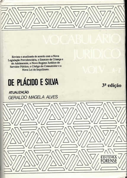 Capa de Vocabulário Jurídico - Vol. V _ A-Z - De Plácido e Silva