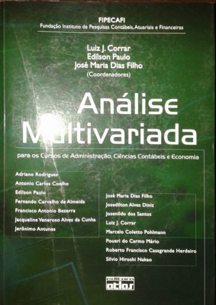 Capa de Análise multivariada - Luiz J. Corrar Edilson Paulo José Maria Dias Filho Org.