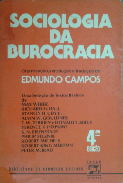 Capa de Sociologia da burocracia - Edmundo Campos Org.