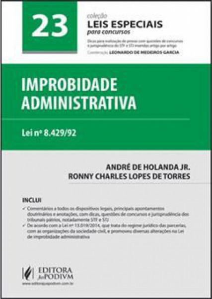 Capa de Improbidade Administrativa - André de Holanda Jr. e Ronny Charles Lopes de Torres
