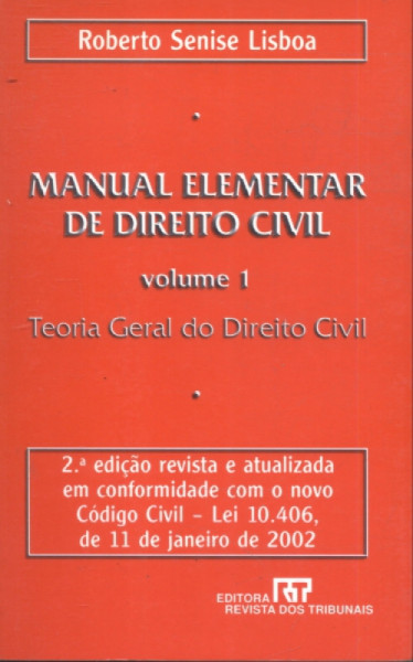Capa de Manual Elementar de Direito Civil Vol. 1 - Roberto Senise Lisboa