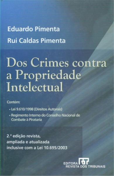 Capa de Dos Crimes contra a Propriedade Intelectual - Eduardo Pimenta e Rui Caldas Pimenta