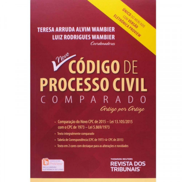 Capa de Novo Código de Processo Civil comparado - Arruda Alvim Wambier