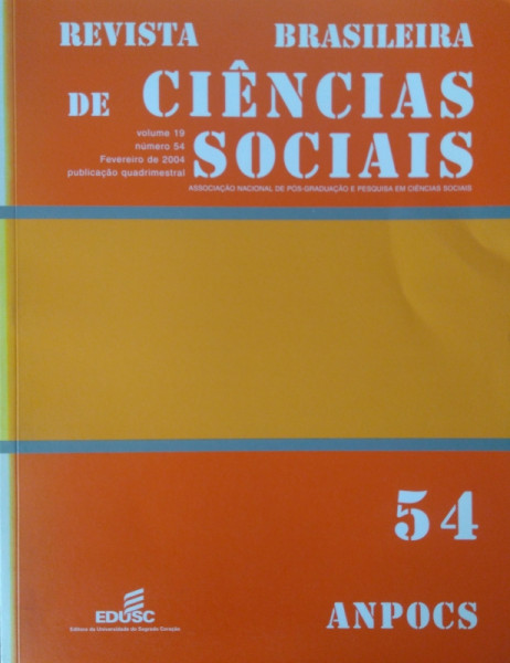 Capa de Revista Brasileira de Ciências Sociais - Associação Nacional de Pós Graduação e Pesquisa em Ciências Sociais
