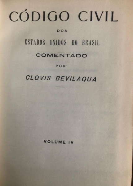 Capa de Código civil dos Estados Unidos do Brasil volume IV - Clovis Bevilaqua