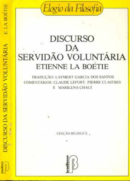 Capa de Discurso da servidão voluntária - Étiene de la Boétie