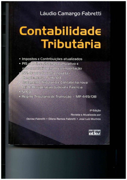 Capa de Contabilidade Tributária - Láudio Camargo Fabretti