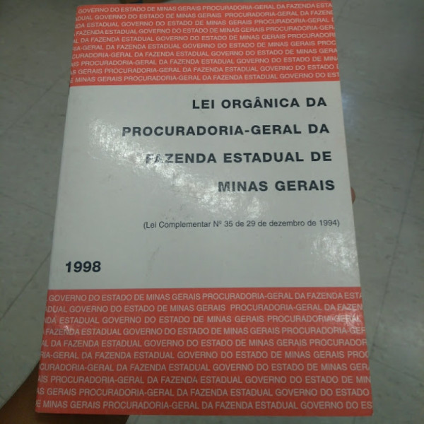 Capa de Lei Orgânica da Procuradoria-Geral da Fazenda Estadual de Minas Gerais/1998 - 
