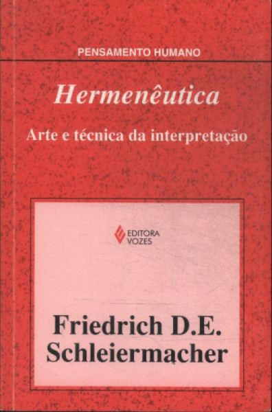 Capa de Hermenêutica - Friedrich D. E. Schleiermacher