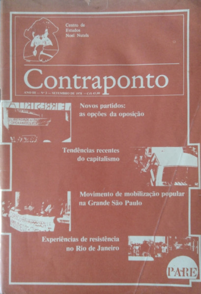 Capa de Contraponto. Ano III - nº 3 set./1978 - Centro de Estudos Noel Nutels