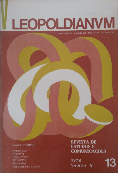 Capa de Leopoldianvm - Vol. V, nº 13 - Agosto 1978 - Sociedade Visconde de São Leopoldo