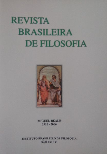 Capa de Revista brasileira de filosofia 222: Miguel Reale 1910 - 2006 - Instituto Brasileiro de Filosofia - São Paulo