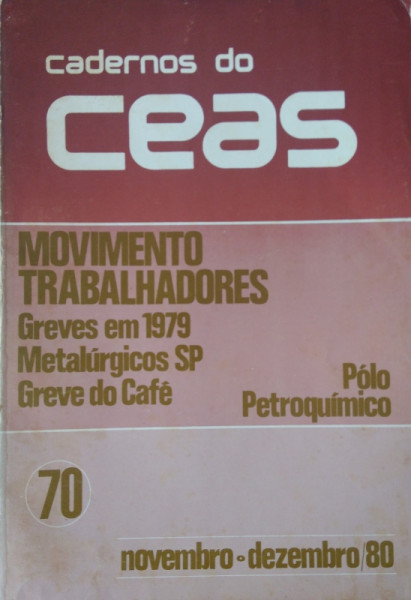 Capa de Cadernos do CEAS 70 - Centro de Estudos e Ação Social