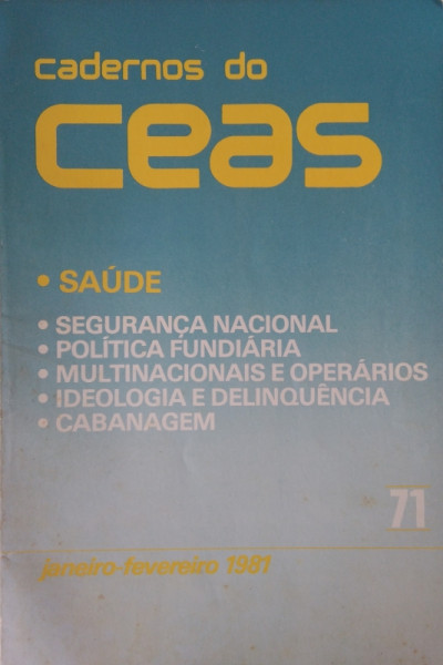 Capa de Cadernos do CEAS 71 - Centro de Estudos e Ação Social