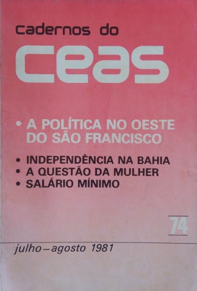 Capa de Cadernos do CEAS 74 - Centro de Estudos e Ação Social