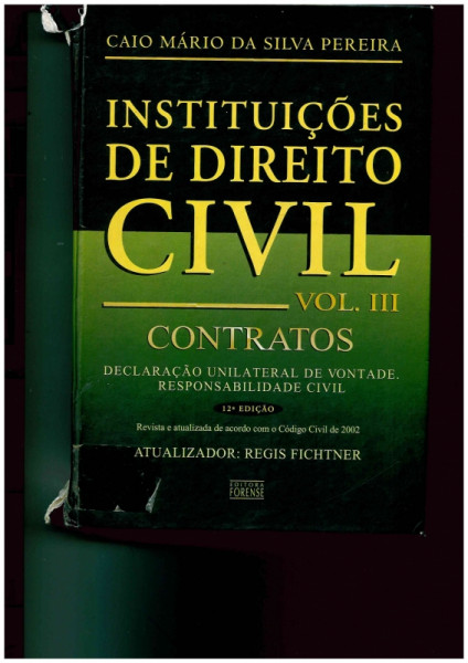 Capa de Instituições de Direito Civil - Vol III - Caio Márcio da Silva Pereira