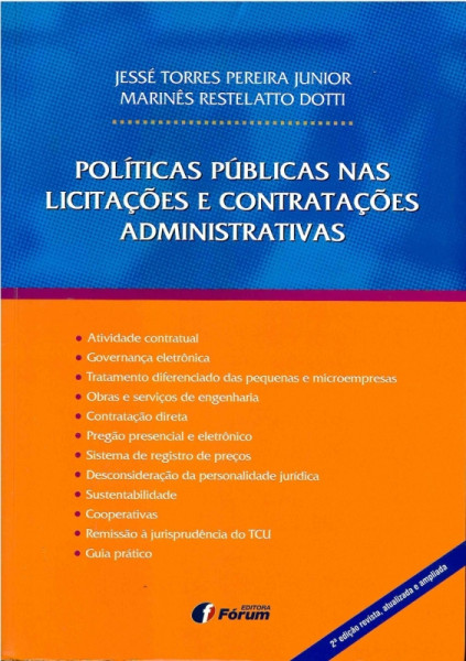Capa de Políticas públicas nas licitações e contratações administrativas - Jessé Torres P. Júnior; Marinés Restelatto Dotti