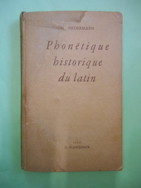 Capa de Phonetique historique du latin - M. Niedermann
