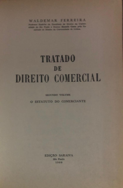 Capa de Tratado de Direito Comercial volume 2 - waldemar Ferreira