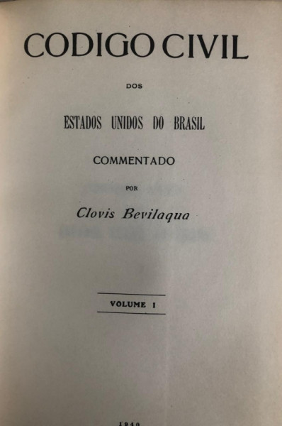Capa de Código civil dos Estados Unidos do Brasil volume I - Clóvis Beviláqua