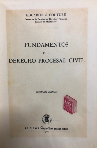 Capa de Fundamentos del derecho procesal civil - Eduardo J. Couture