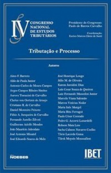 Capa de IV Congresso Nacional de Estudos Tributarios - Paulo Barros Carvalho