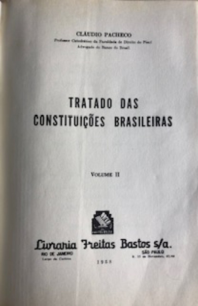 Capa de Tratado das constituições brasileiras volume 2 - Claudio Pacheco