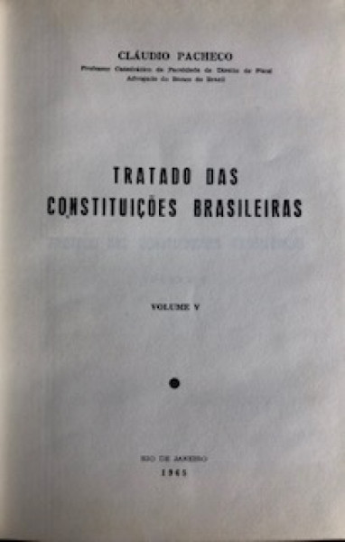 Capa de Tratado das constituições brasileiras volume 5 - Claudio Pacheco