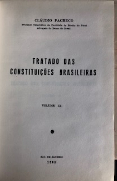 Capa de Tratado das constituições brasileiras volume 9 - Claudio Pacheco