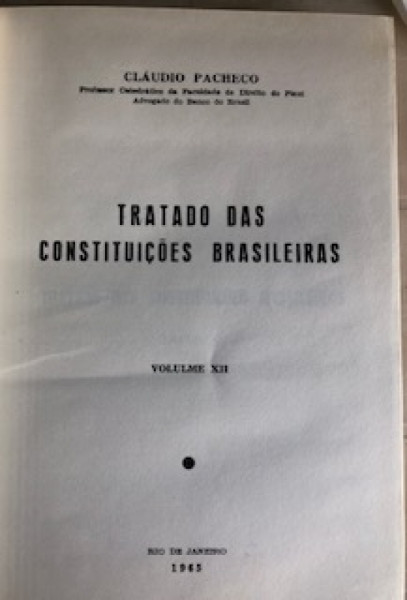 Capa de Tratado das constituições brasileiras volume 12 - Claudio Pacheco